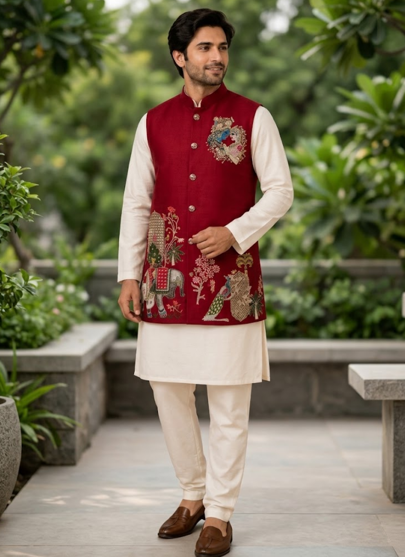 Men’s Malai Satin Koti Set | Indian men Traditional Dress Online Australia Australia