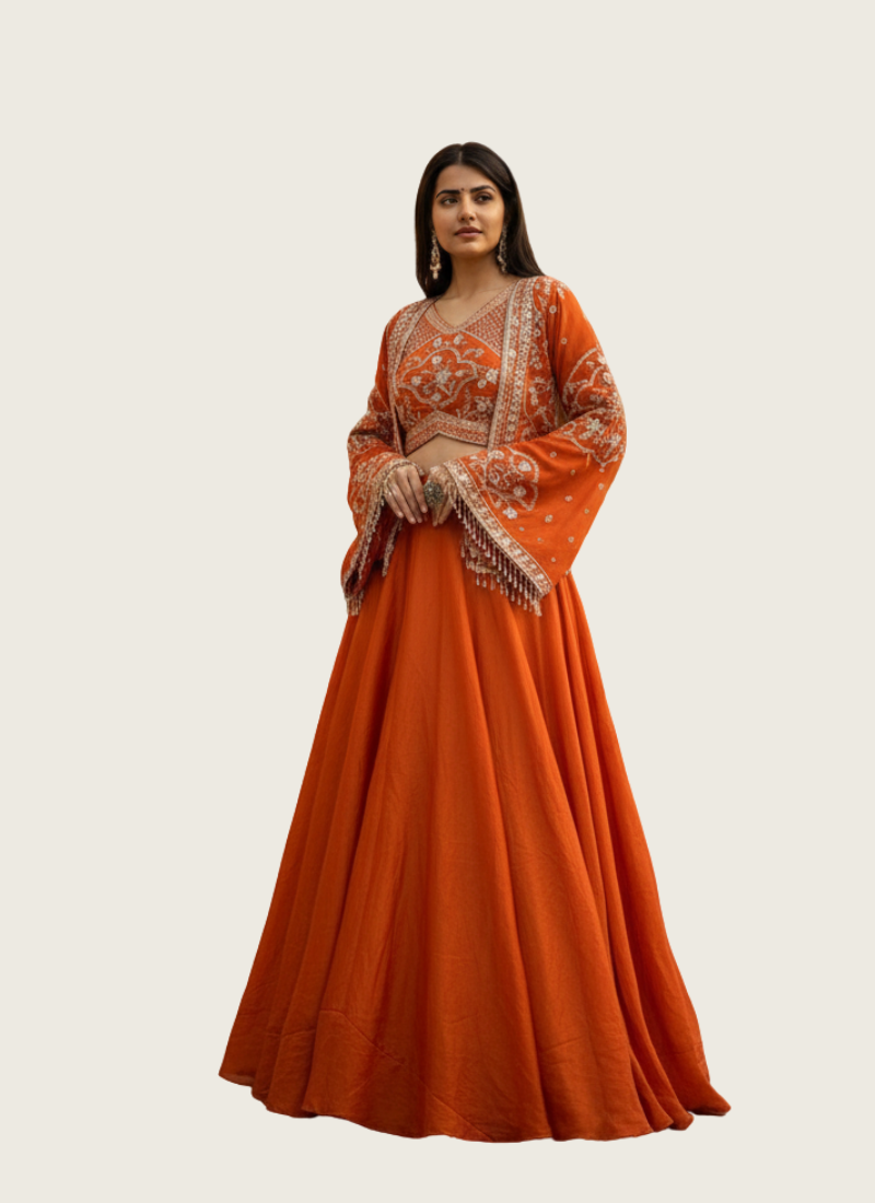 Chinon Lehenga Choli with Embroidered Jacket Australia