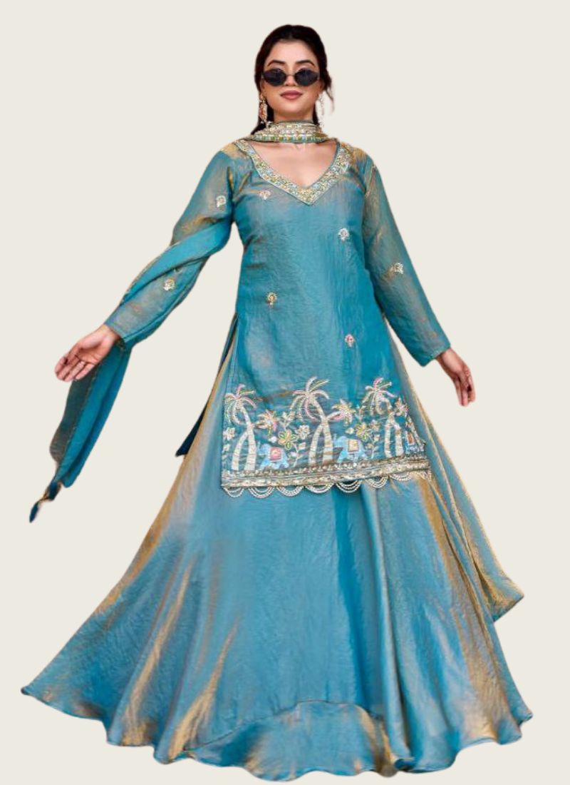Fendy Kurti Lehenga Set with Embroidered Dupatta, Indian clothing store in Perth
