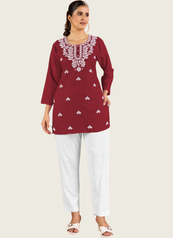 Embroidered Rayon Short Top for Women | Stylish Sharara Suit Australia