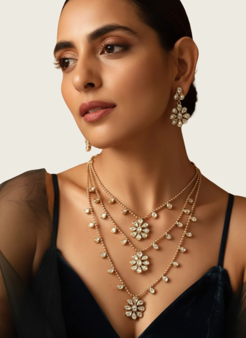 Kundan Necklace Set with Earrings – Elegant