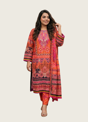 Orange Pink Chinon Silk Salwar Suit with Mirror Work 6