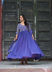 Luxury Faux Blooming Anarkali Dress with Sequins Embroidery 2