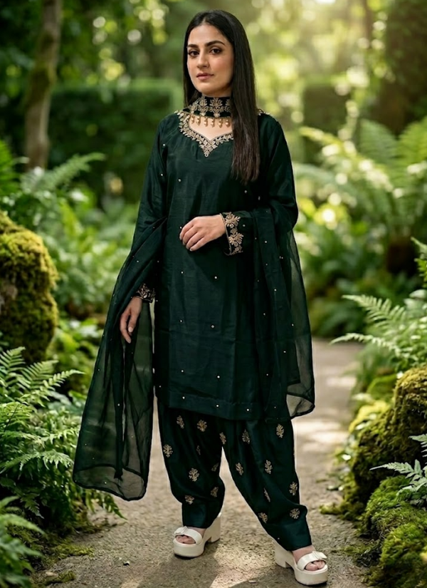 Heavy Crepe Silk Farshi Salwar Suit with Diamond Embroidery, Indian dresses Perth Australia
