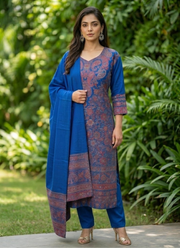 Royal Blue Pashmina Suit – Kani & Handmade Frame Work 1