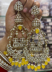 Yellow Kundan Earrings 5