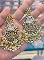 Ziva Kundan Earrings – Mix Metal Base with Moti Work 3