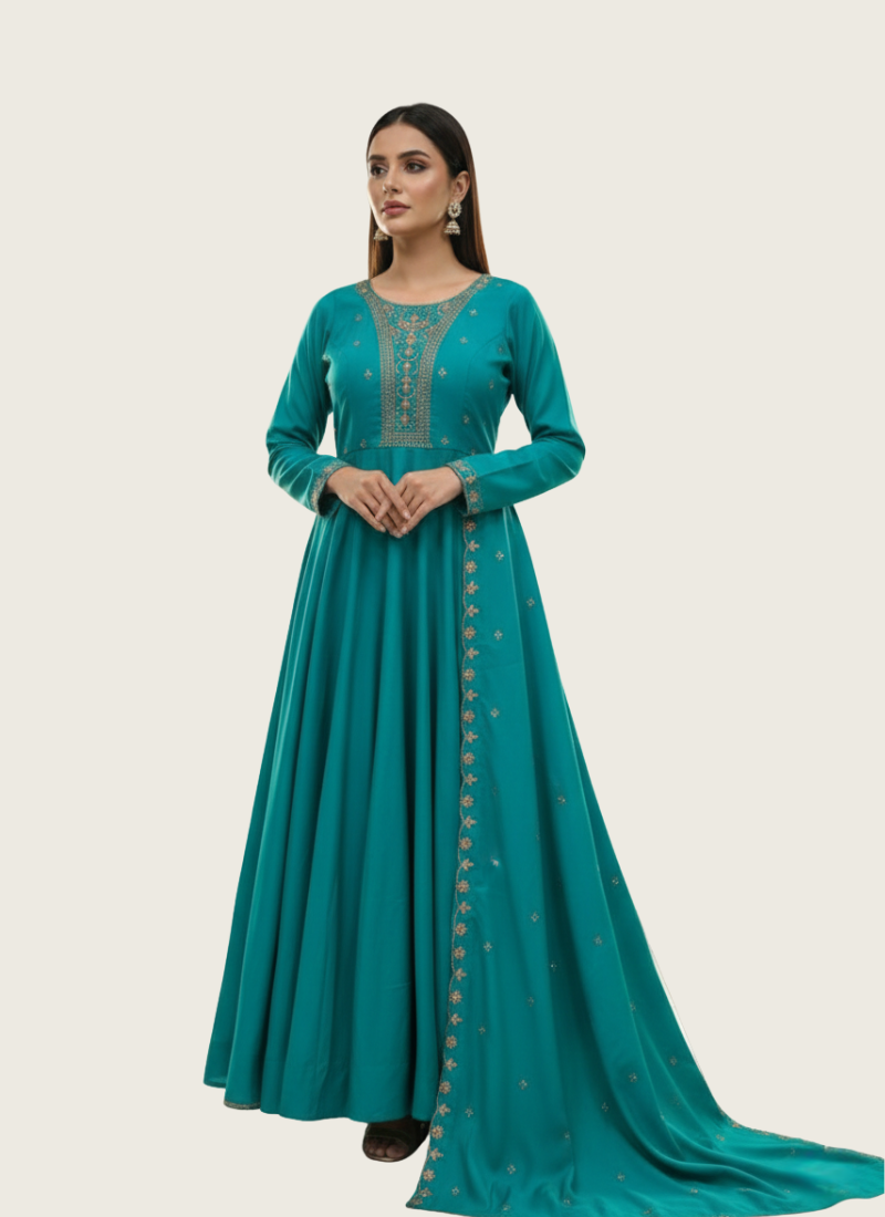 Luxury Chanderi Silk Anarkali with Dupatta