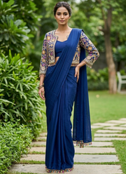 Chinnon Silk Drape Saree – Embroidery Sequence Work 1