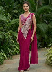 Georgette Saree – Embroidery Sequence Work, Ready to Wear 1