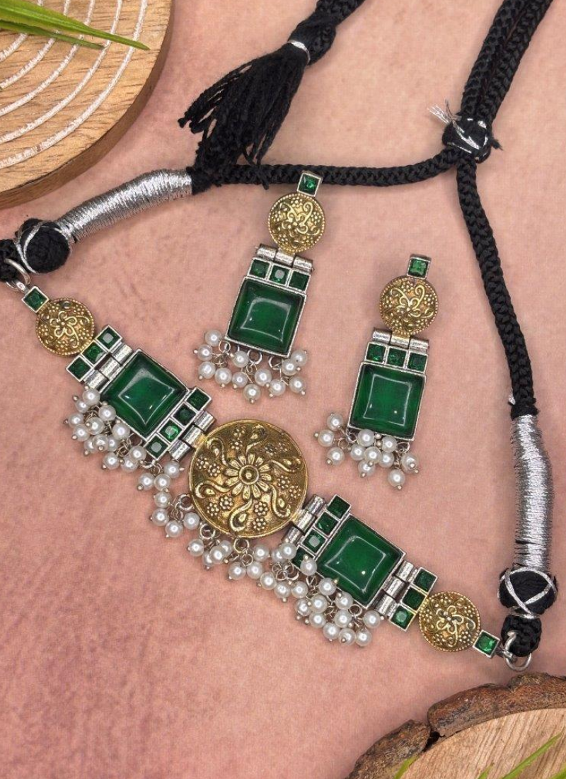 Daksha Dual Tone Necklace Set, designer jewlery online Australia - View 4