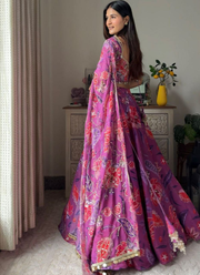 Premium Georgette Floral Lehenga Choli with Sequins & Real Mirror Work + Dupatta 2