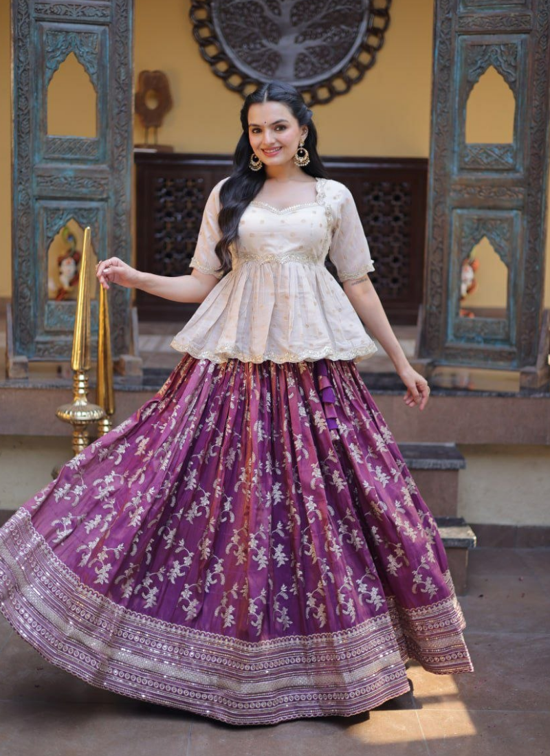 Viscose Jacquard Lehenga Set – Sequins & Zari Embroidery Australia