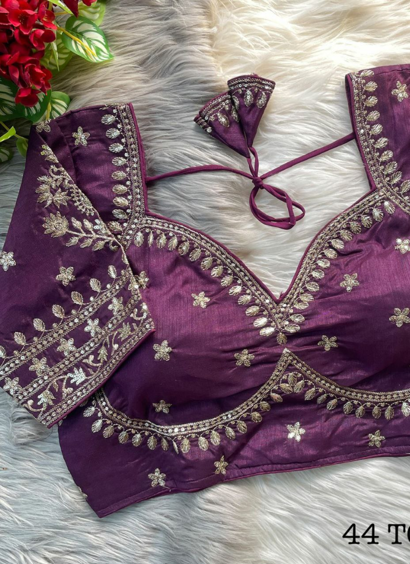 Royal Jodha Bridal Blouse in Vichitra Silk with Jari & Sequins Work