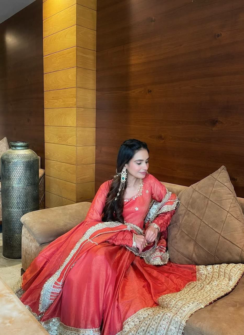 Anarkali Suit in Chinon Silk with Coding & Sequins Embroidery + Dupatta