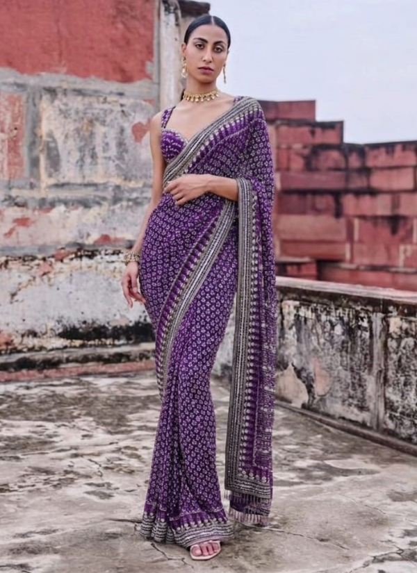 Bollywood Designer Saree – Soft Fox Georgette with Katdana & Real Mirror Work, Indian sarees online Australia