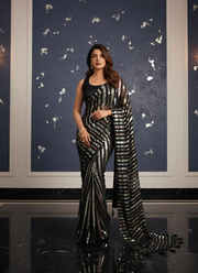 Heavy Georgette Saree with Triple Sequins Embroidery & Banglori Blouse Fabric 5