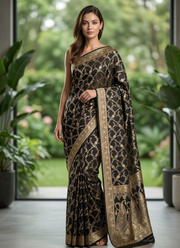 Black Katan Silk Saree with Zari Woven Work 1