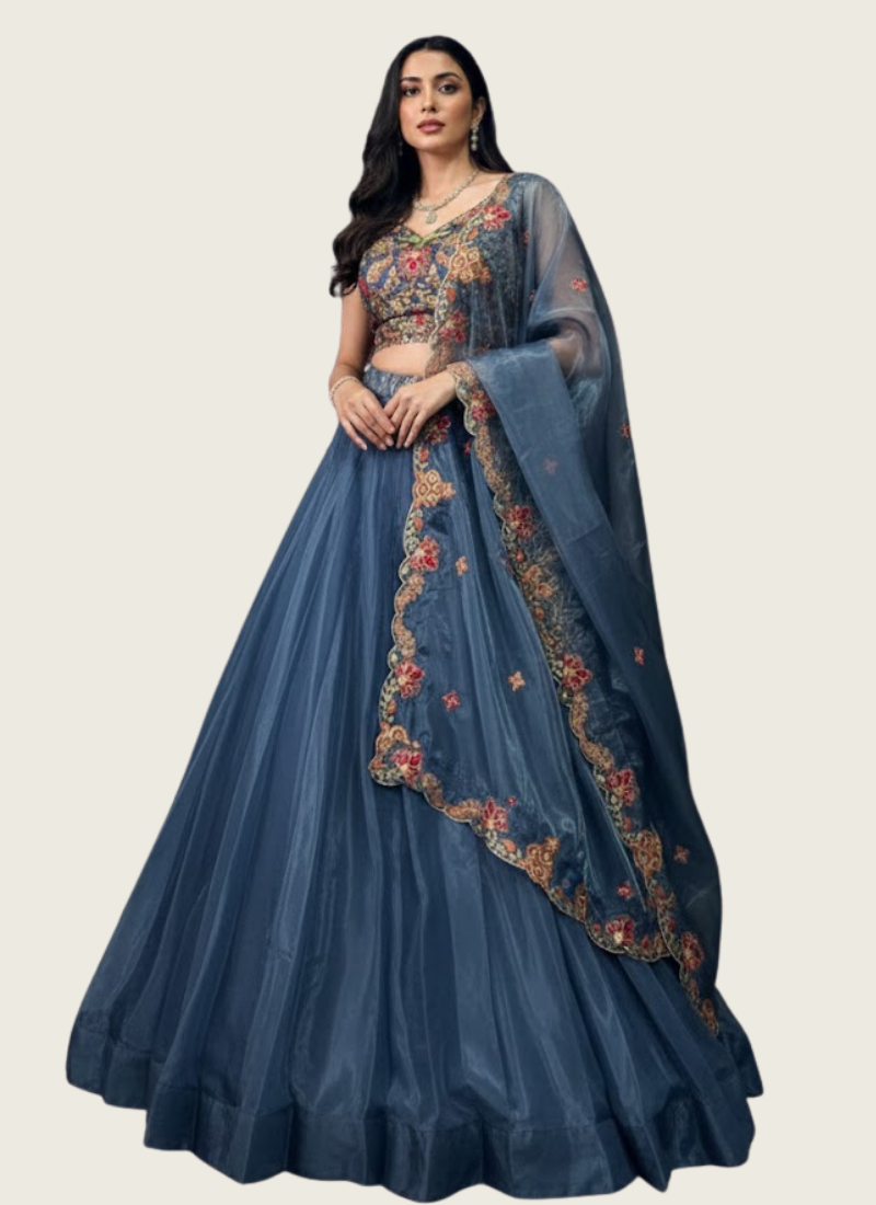 Chanda Silk Sequins Embroidered Lehenga Set, Indian woman online shop in Australia