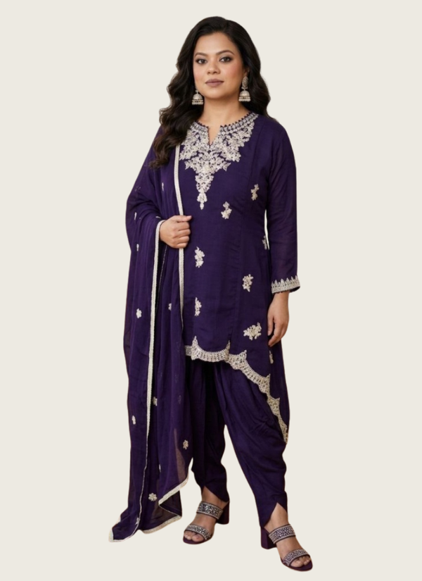Dark Purple Dhoti Style Salwar Suit, Indian women clothing online Australia