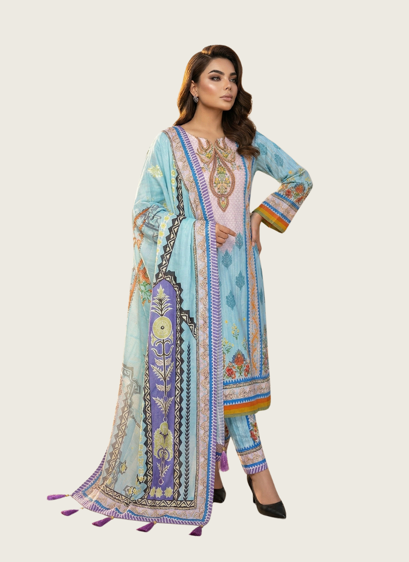 sky blue chinon silk salwar suit - Online shop in Australia