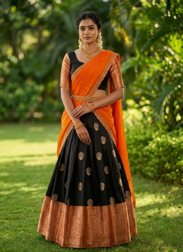 South-Style Kanjivaram Silk Lehenga – Indian Traditional Wedding Fashion Online Australia