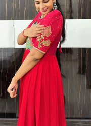 Georgette Kalamkari Anarkali Dress with Maggam Handwork (Sizes M–XXL) 2