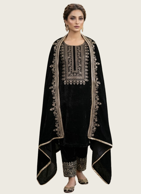 Velvet Embroidered Salwar Suit , affordable Indian dresses Australia