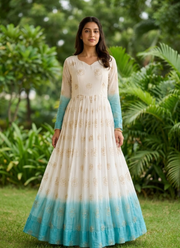 Premium Designer Crunchy Silver Gown – Pipe Sequins Embroidery Work 1