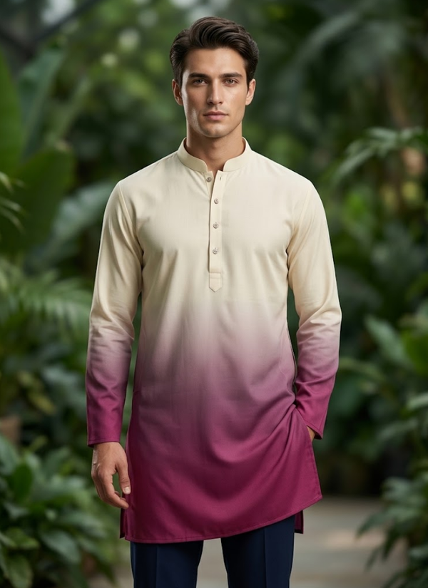 Designer Rayon Printed Kurta with Cotton Pyjama | Indian Men's Fashion Online Australia