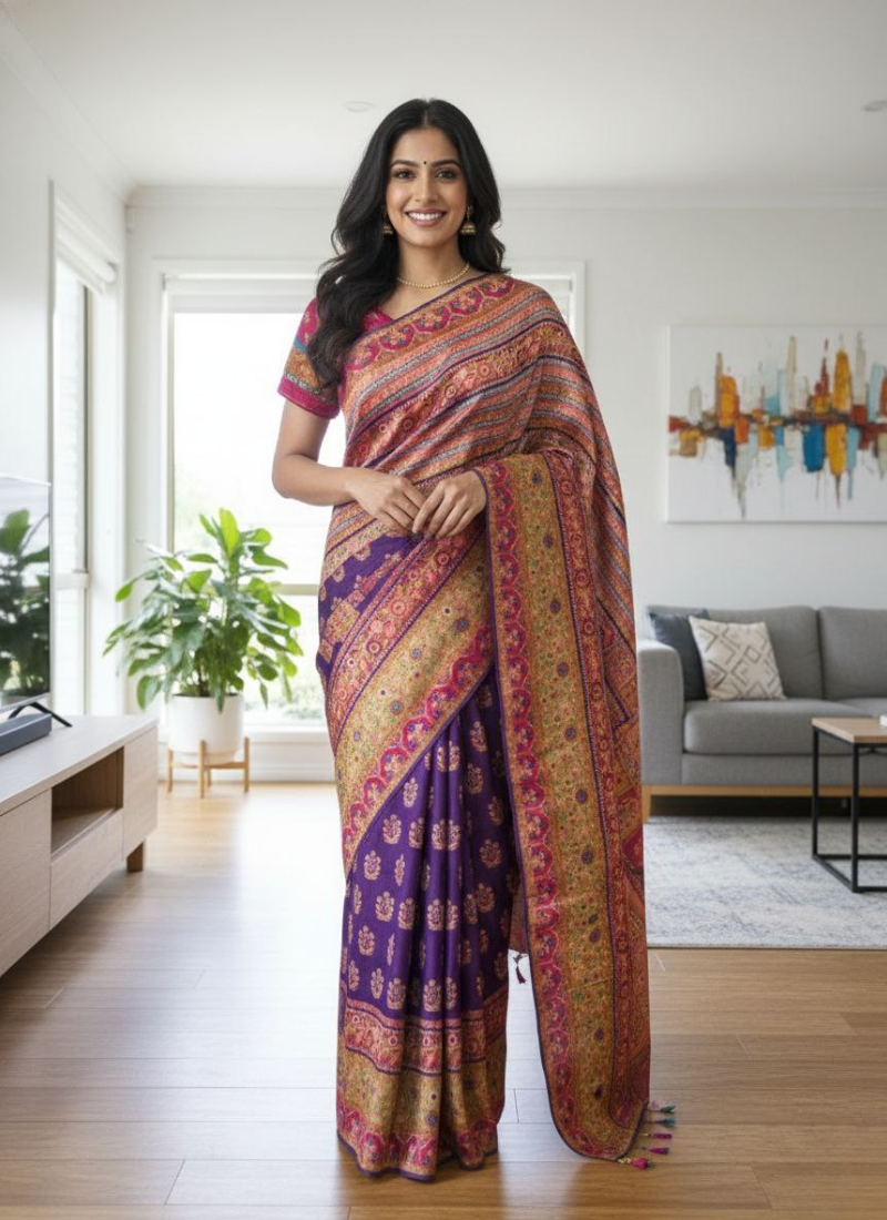Pure Kani Silk Saree with Silk Mark Certified