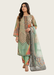 Mint Green Floral Organza Salwar Suit with Pearl Work 2