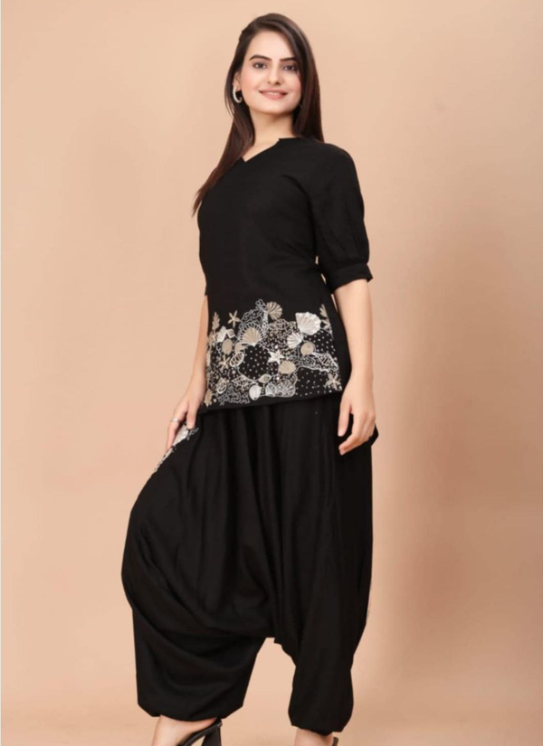 Black Co-Ord Set with Embroidery