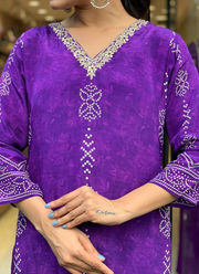 Pink French Crepe Kurta Set with Dupatta 5