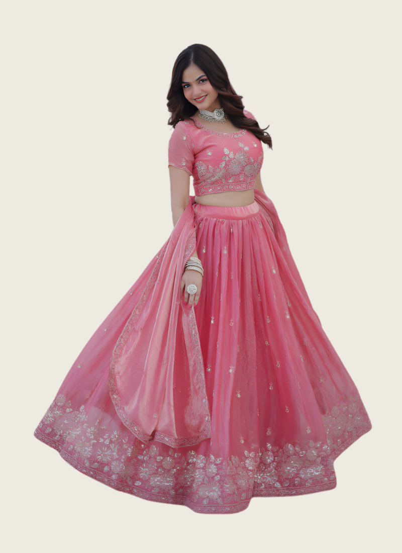 Fendi Silk Lehenga Choli with Dupatta