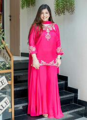 Mul Chanderi Sharara Suit with Handwork & Chiffon Dupatta (4‑Piece Set) 2