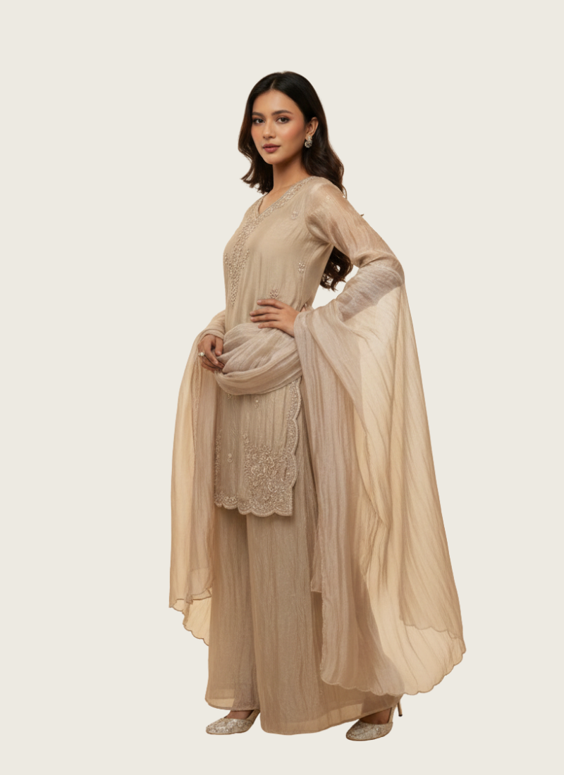 Elegant Tissue Silk Palazzo Set with Dupatta
