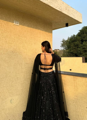 Premium Faux Georgette Cocktail Lehenga Choli with Thread & Sequins Embroidery + Net Dupatta 8