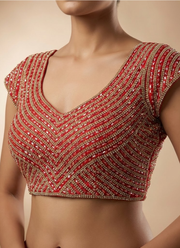 Pure Silk Handcrafted Blouse with Pearl & Beads Work 1