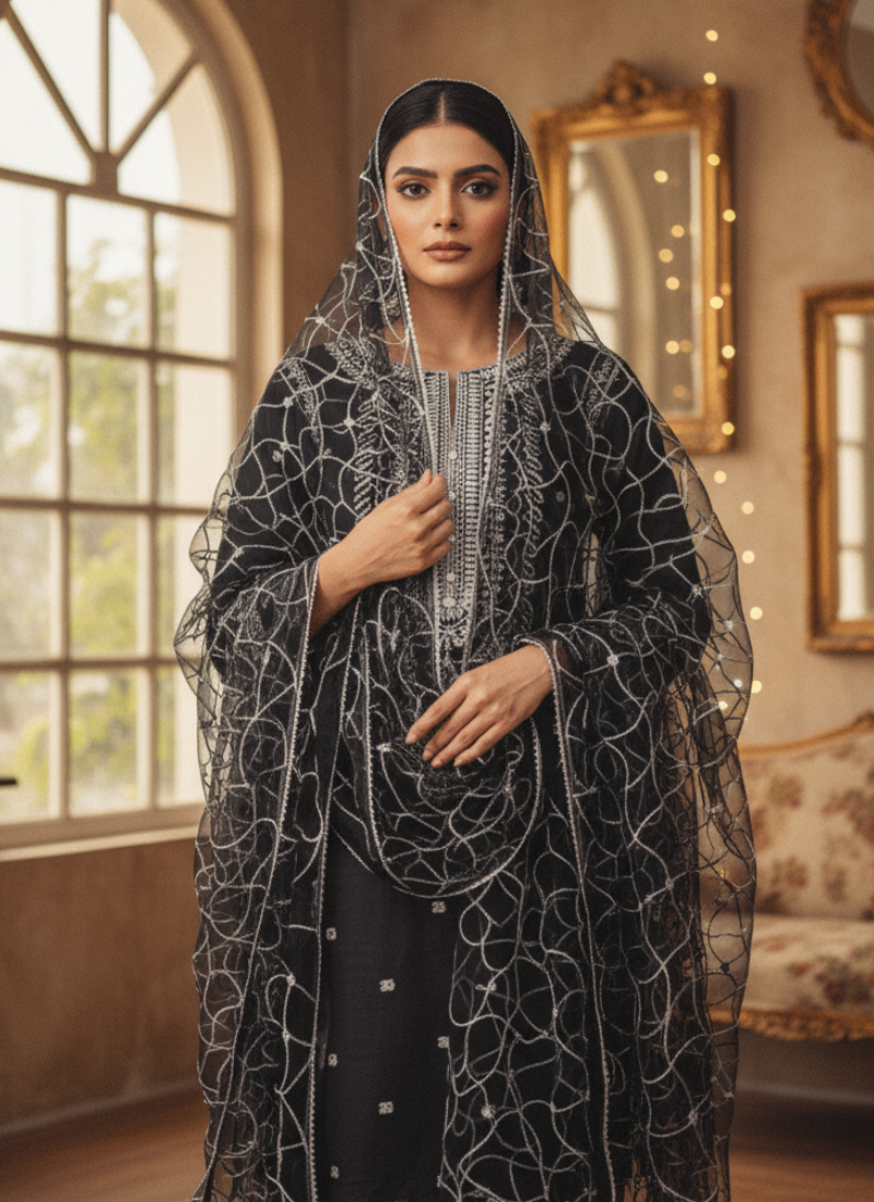 Black Pakistani Salwar Suit – Cotton Pajama