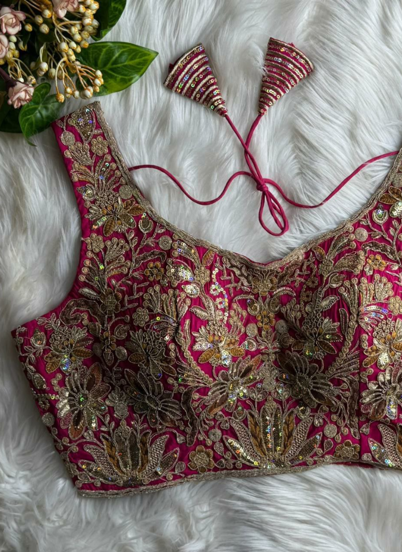 Heavy Velvet Partywear Blouse with Front Open Style