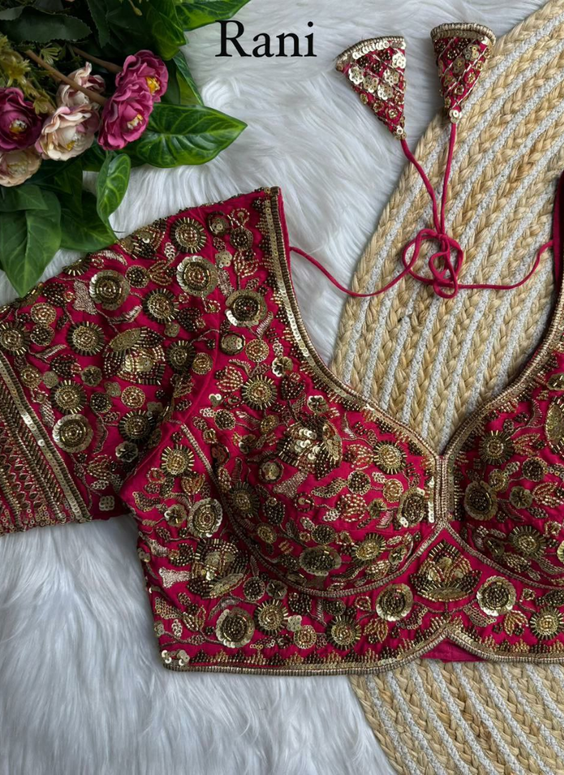 Heavy Jari & Beads Work Pure Roman Silk Blouse