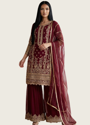 Faux Georgette Palazzo Suit with Sequins Embroidery + Dupatta 2