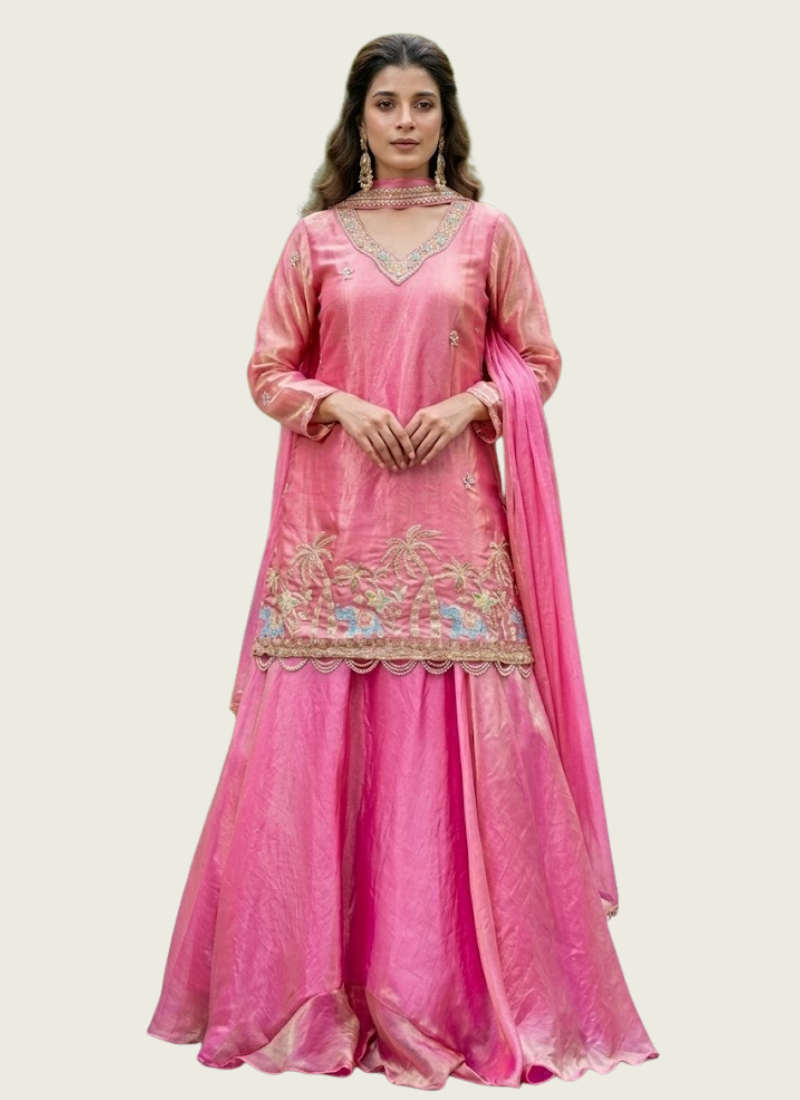 Fendy Kurti Lehenga Set with Embroidered Dupatta, buy Indian saree online Australia
