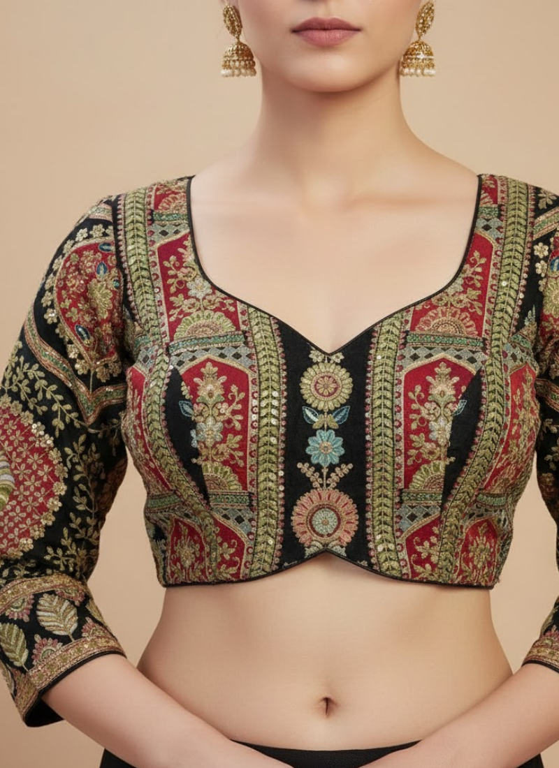 Partywear Women’s Blouse with Premium Padding & Back‑Open Design