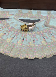 Sky Blue Butterfly Net Lehenga Choli with Sequins & Coding Embroidery + Dupatta 7
