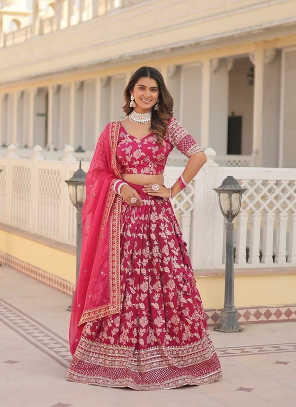 Pink lehenga – fabric detail