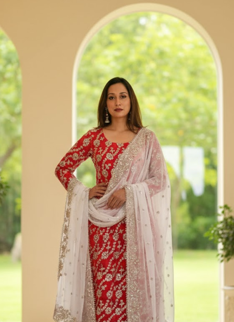 Pakistani Chiffon Gota Patti Suit – Elegant Ethnic Wear for Women