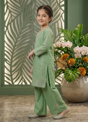 Girls Cotton Midi Shirt Set – Embroidered 2 Piece Casual Wear 3