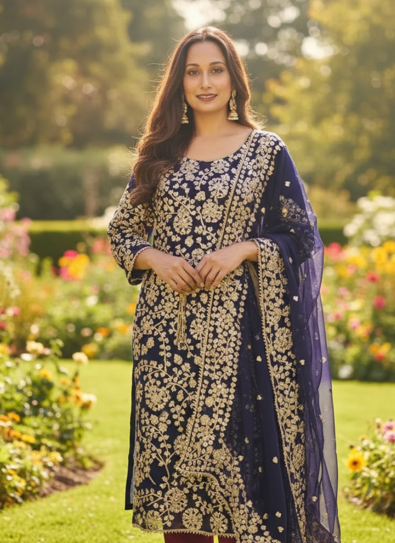 Pakistani Chiffon Fabric Gota Patti Salwar Kameez Set